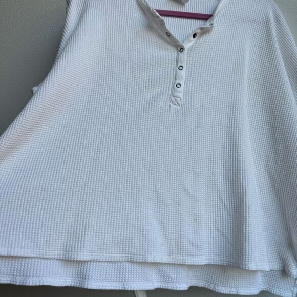 $5/$25 Offline Aerie Voop Oversized Waffle Henley Relaxed Fit Size Small White - Picture 2 of 7